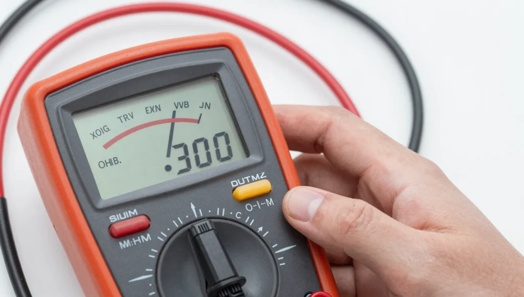 Spannungsmessung mit einem Multimeter.
