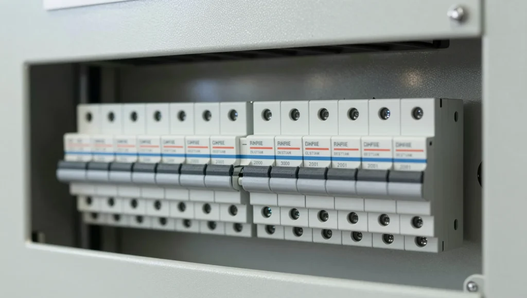 Detailaufnahme eines Verteilerschranks.