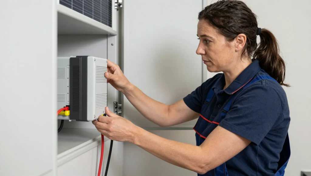 Anschluss eines Wechselrichters für eine Photovoltaik-Anlage.